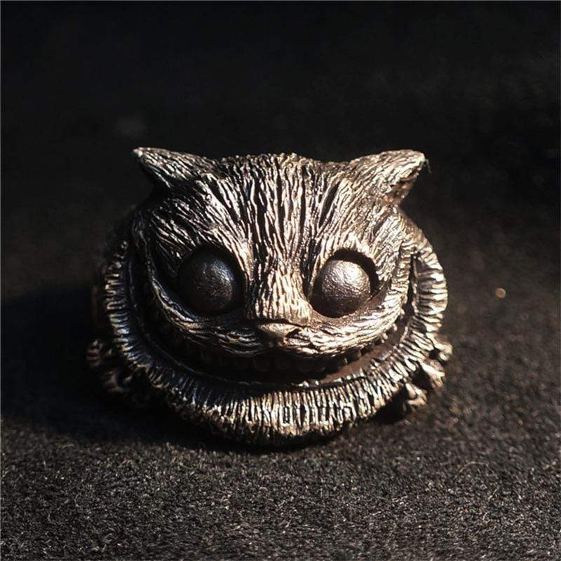 Smiling Cat Sterling Silver Brass Ring