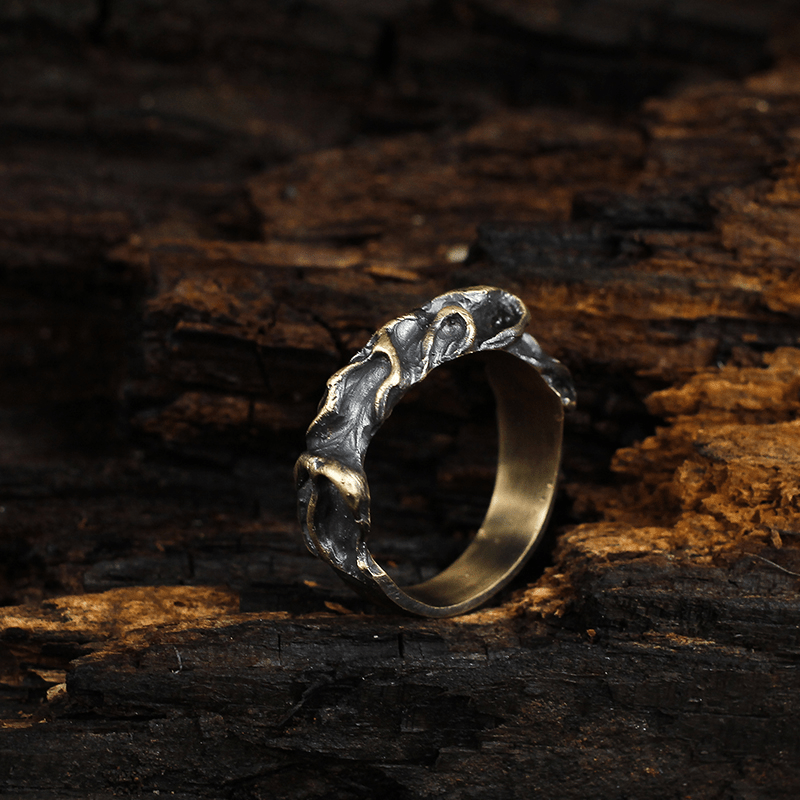 Fire of the Chinese Five Elements Sterling Silver Brass Ring