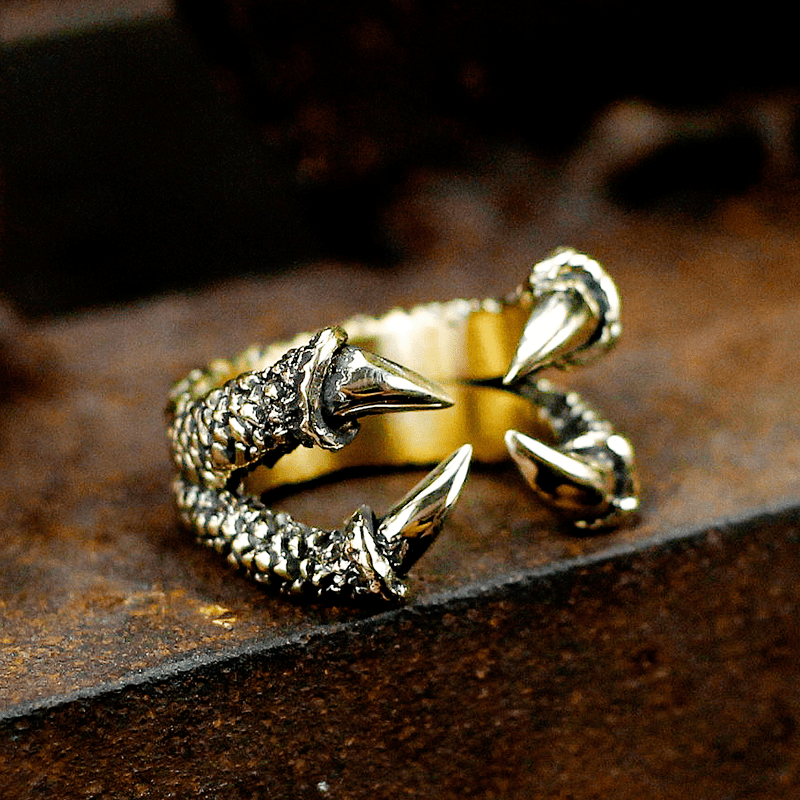 Retro Dragon Claw Sterling Silver Brass Ring