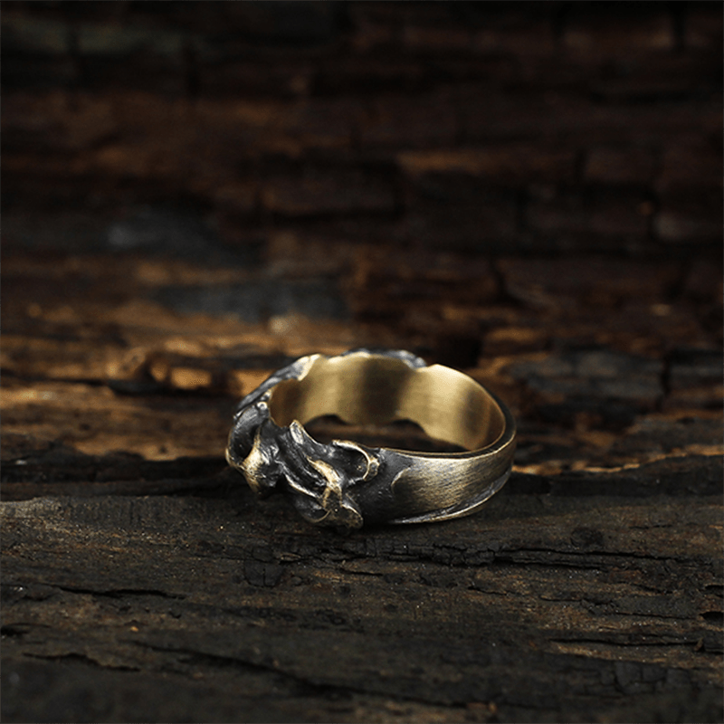 Fire of the Chinese Five Elements Sterling Silver Brass Ring