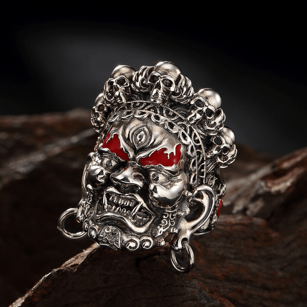 Buddha God of Wealth Stainless Steel Skull Ring | Gthic.com