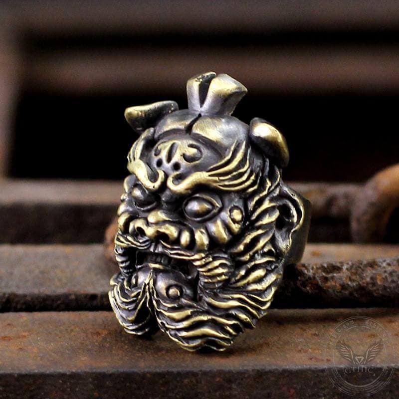 Chinese Ghost Catcher Zhong Kui Brass Mythology Ring