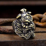 Chinese Ghost Catcher Zhong Kui Brass Mythology Ring