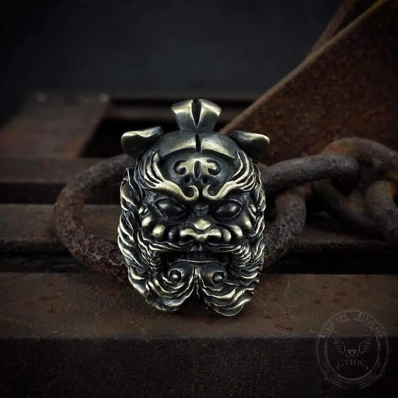 Chinese Ghost Catcher Zhong Kui Brass Mythology Ring