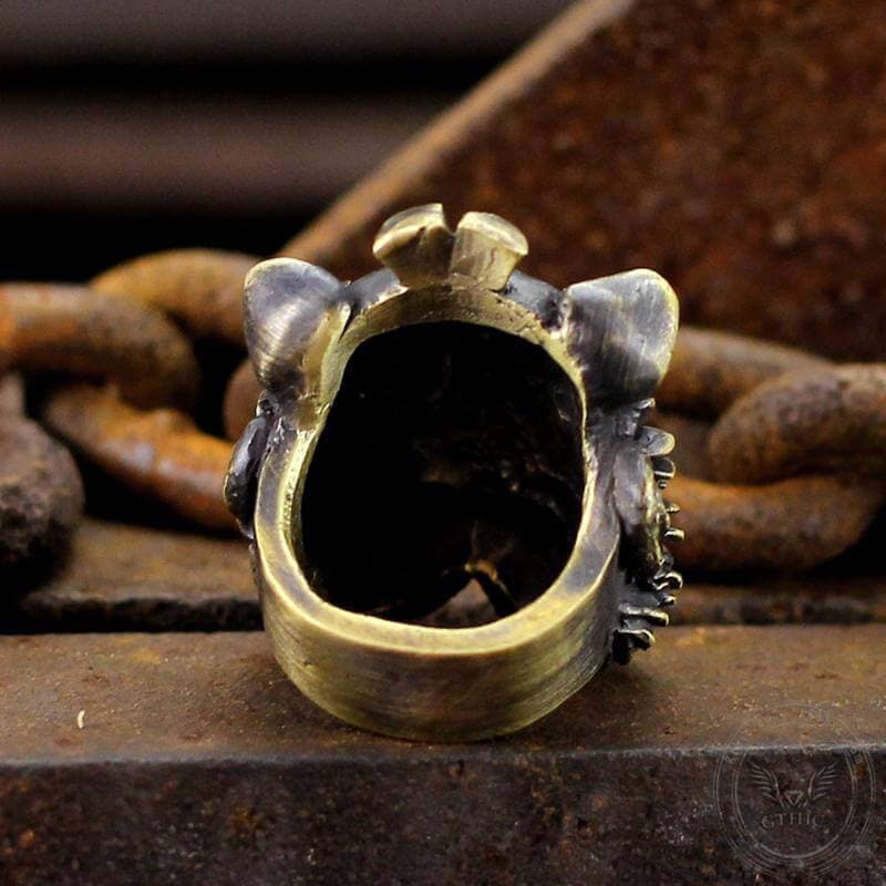 Chinese Ghost Catcher Zhong Kui Brass Mythology Ring