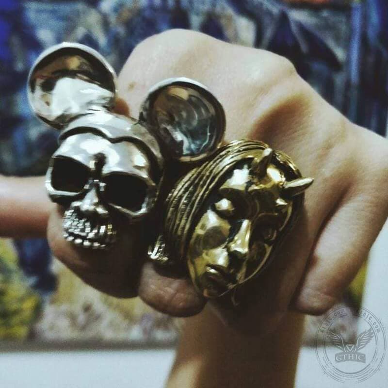 Classic Mickey Sterling Silver Skull Ring | Gthic.com