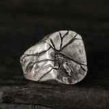 Cracked Stone Texture Sterling Silver Brass Ring