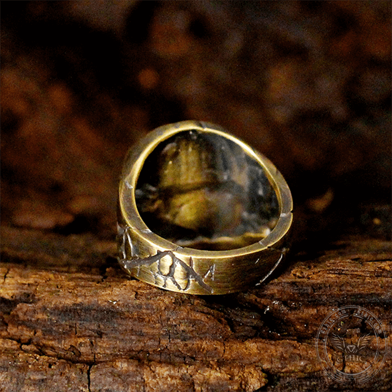 Cracked Stone Texture Sterling Silver Brass Ring