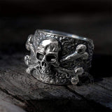 Crossbones Pirate Stainless Steel Skull Ring | Gthic.com