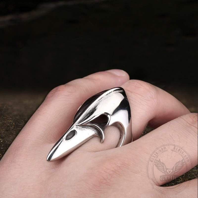 Crow Head Stainless Steel Beast Ring | Gthic.com