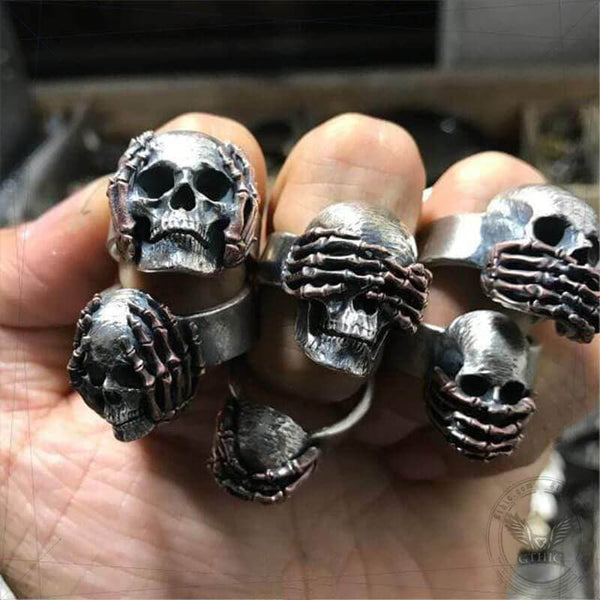Dark 925 Silver Skull Ring 02 | Gthic.com