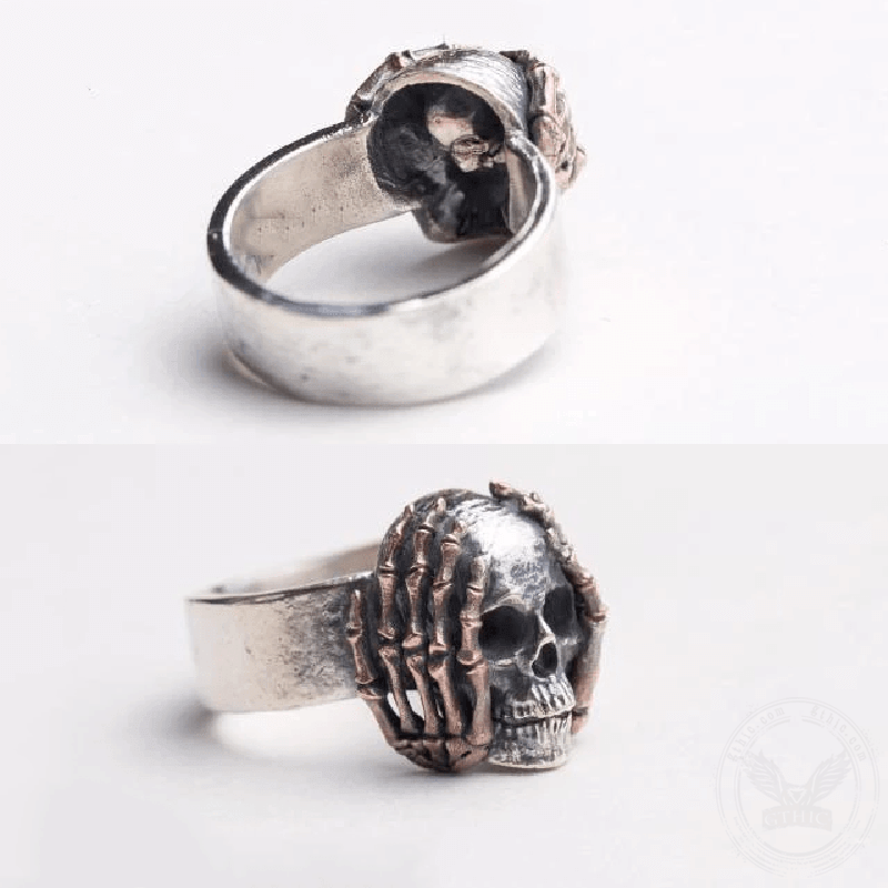 Dark 925 Silver Skull Ring GTHIC