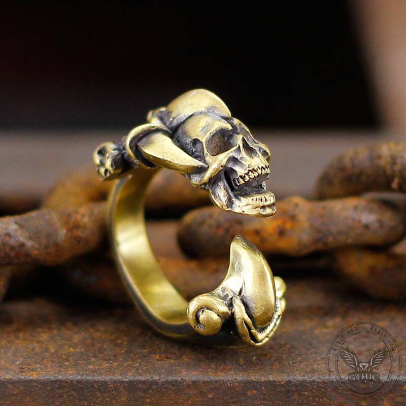 Dark Gothic Paw Brass Skull Ring