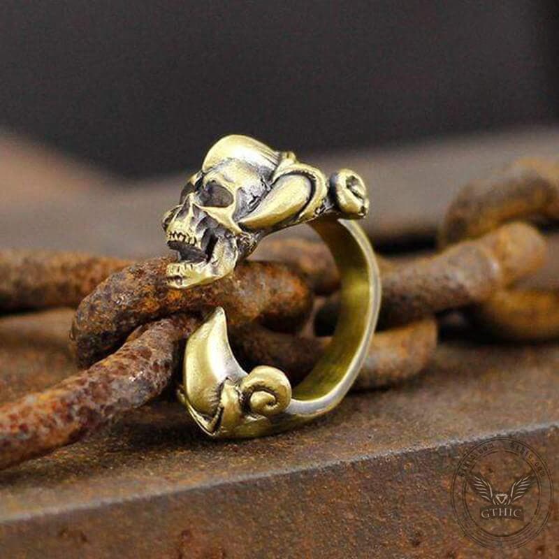 Dark Gothic Paw Brass Skull Ring