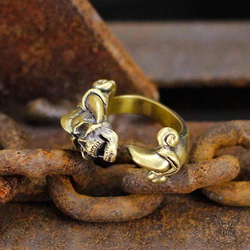 Donkere Gothic Paw Brass Skull Ring