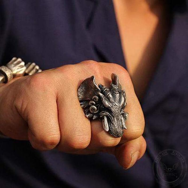 Elephant Sterling Silver Beast Ring | Gthic.com