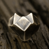 Faceted Fox Head Sterling Silver Biker Ring | Gthic.com