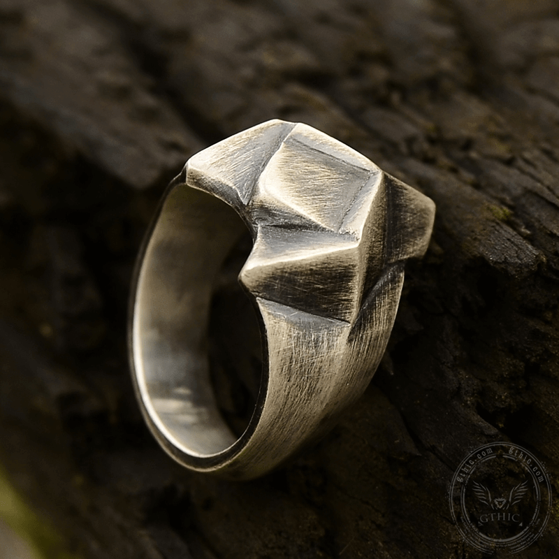 Faceted Fox Head Sterling Silver Biker Ring | Gthic.com