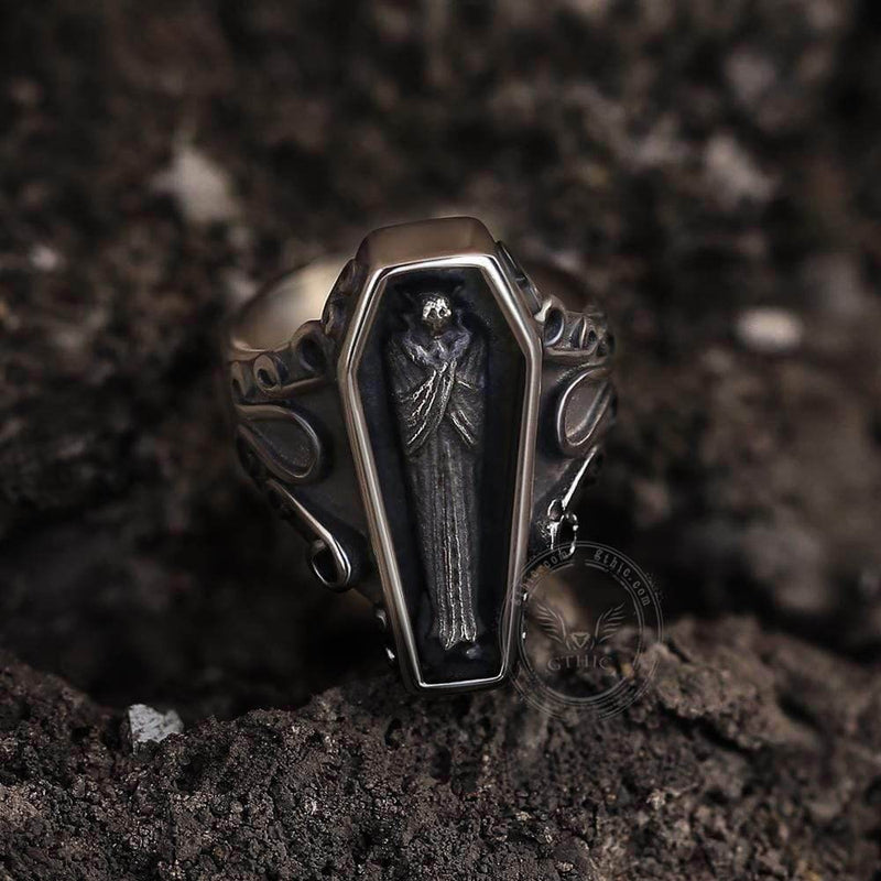 Flash Sale- Devoted To You Gothic Wedding Rings in Coffin Cut Moissani