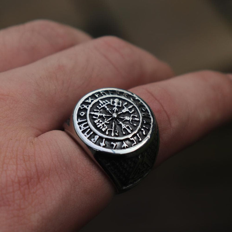 Futhark Runes Compass Viking Ring | Gthic.com