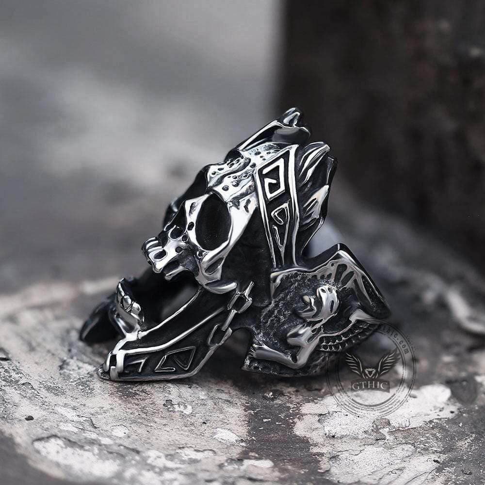 God of War Ares Stainless Steel Skull Ring | Gthic.com