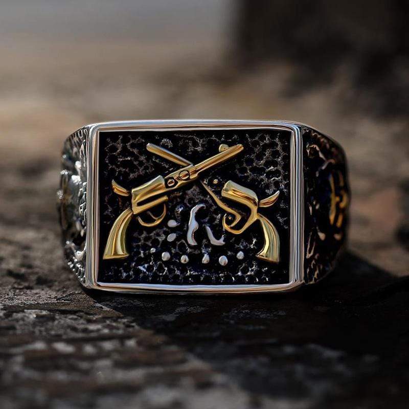 Double Guns Stainless Steel Ring | Gthic.com