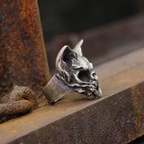 Gothic Cat Sterling Silver Skull Ring 04 | Gthic.com