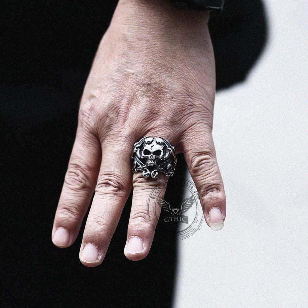 Gothic Vine Stainless Steel Skull Ring | Gthic.com