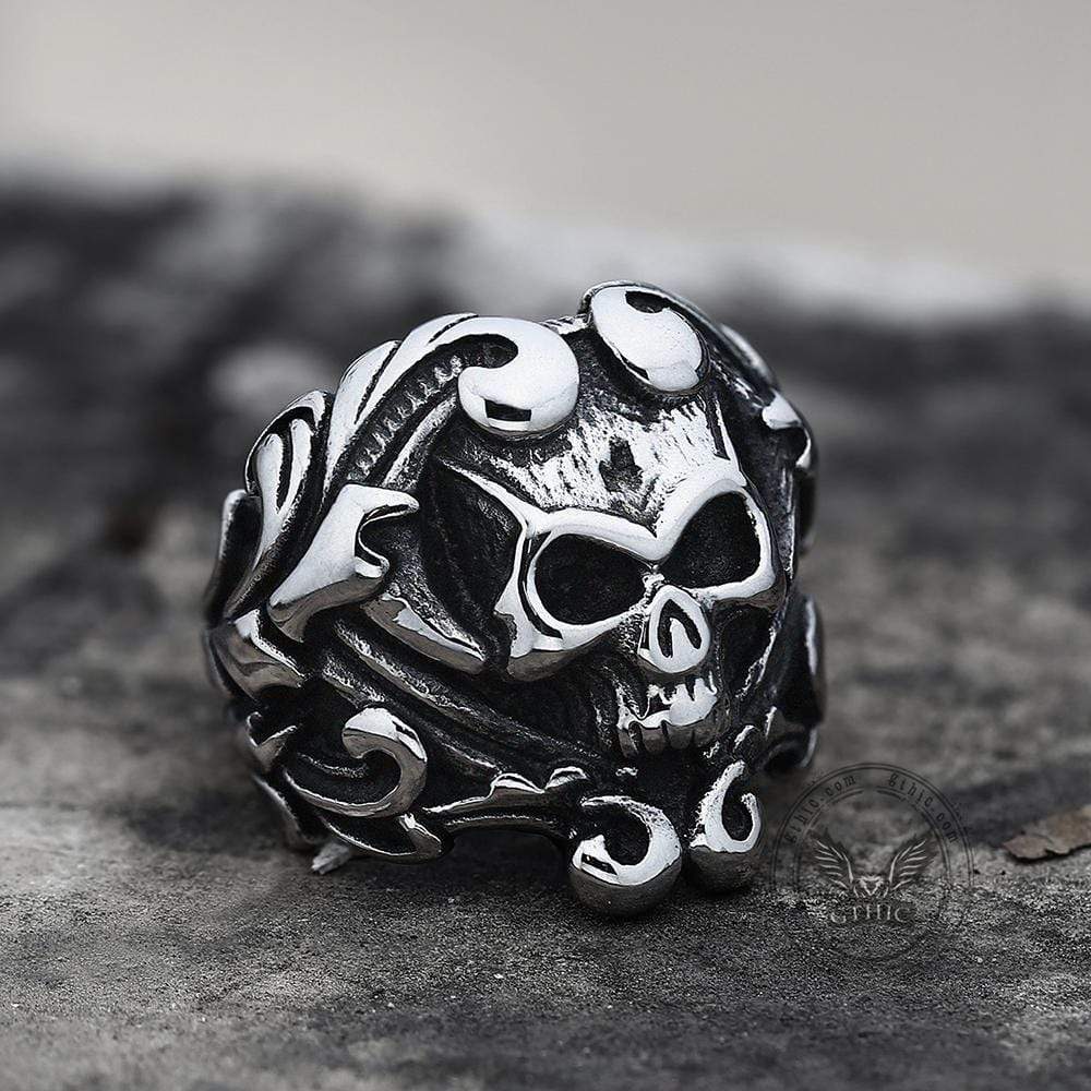 Gothic Vine Stainless Steel Skull Ring | Gthic.com