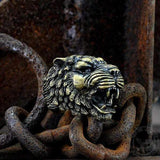Growling Tiger Brass Ring | Gthic.com