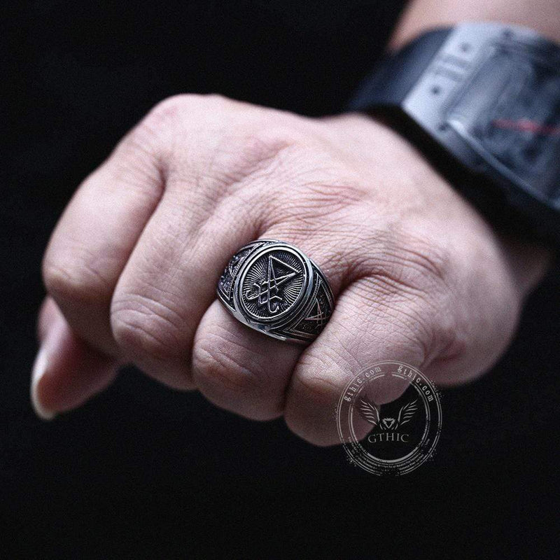 GTHIC Sigil Of Lucifer Stainless Steel Ring 02 | Gthic.com