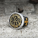 Guardian Angel Templar Knight Sterling Silver Ring 01 Gold | Gthic.com