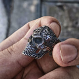 Heavy Metal Sterling Silver Masonic Skull Ring 02 | Gthic.com