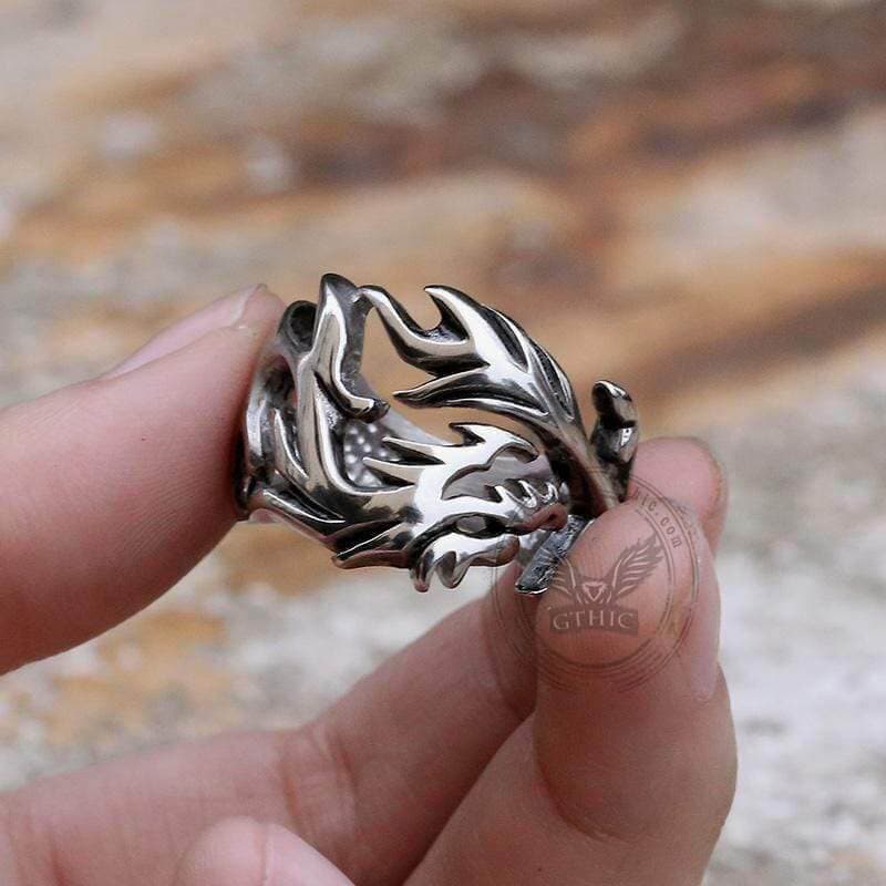 Hollow Dragon Stainless Steel Beast Ring