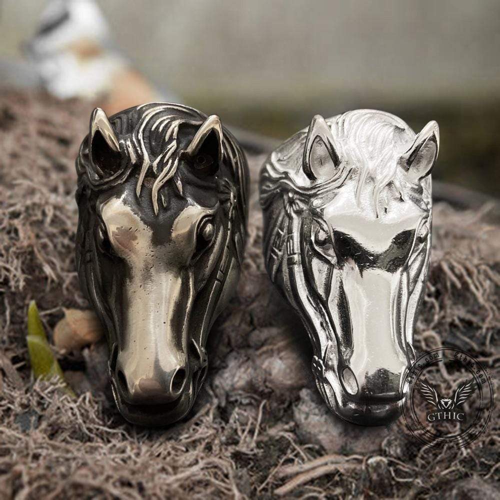 Horse Head Sterling Silver Animial Ring | Gthic.com