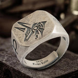 Horus And Anubis Sterling Silver Ring 03 | Gthic.com