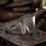 Horus And Anubis Sterling Silver Ring 04 | Gthic.com