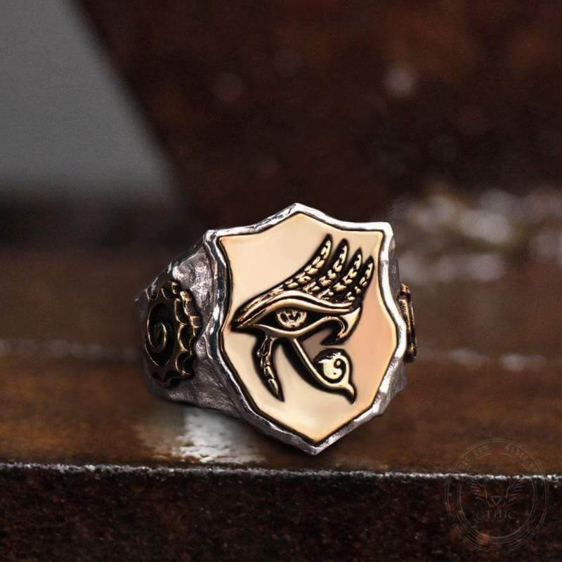 Horus Eyes Sterling Silver Egypt Mythology Ring