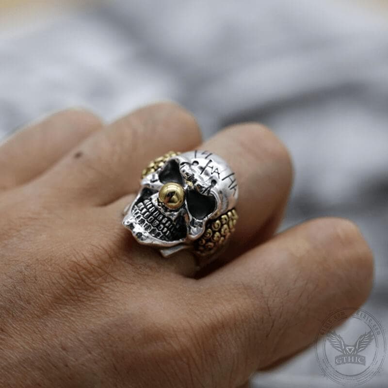 Joker Sterling Silver Skull Ring | Gthic.com