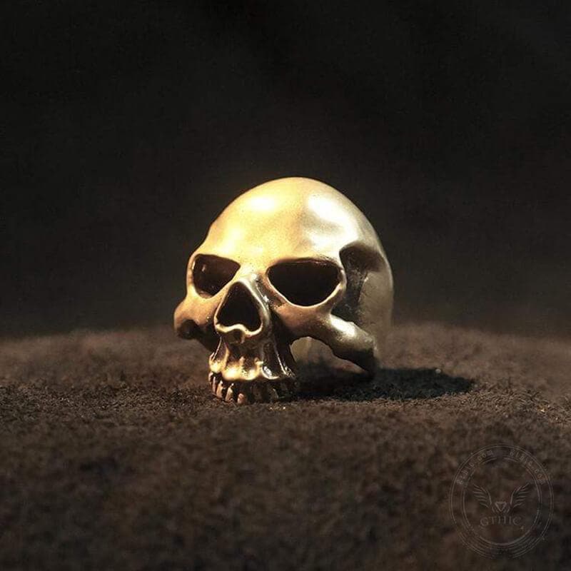 Matte Texture Sterling Silver Skull Ring 02 | Gthic.com