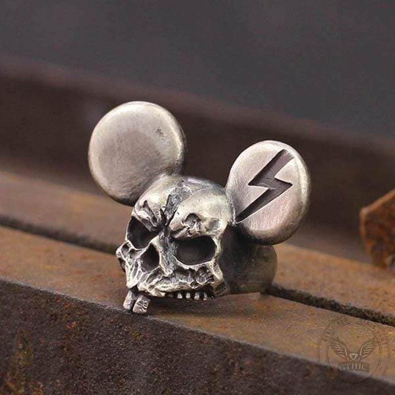 Bague tête de mort en laiton Mickey