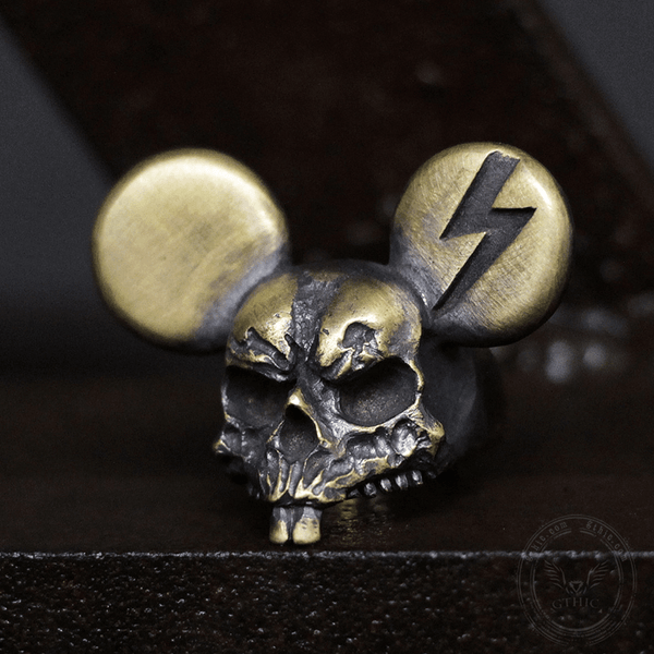 Mickey Brass Skull Ring | Gthic.com