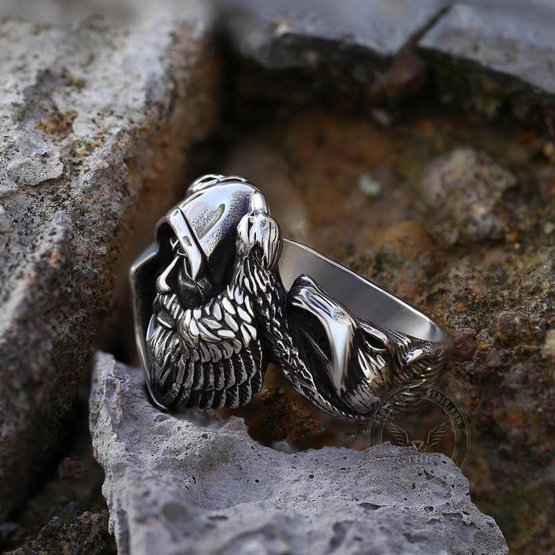 Mythology Odin Wolf Stainless Steel Viking Ring | Gthic.com