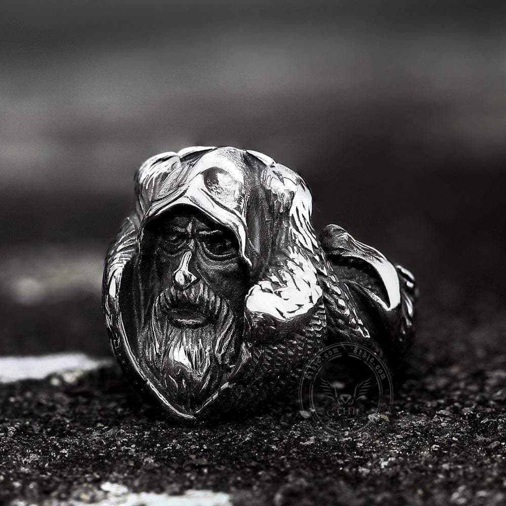 Mythology Odin Wolf Stainless Steel Viking Ring | Gthic.com