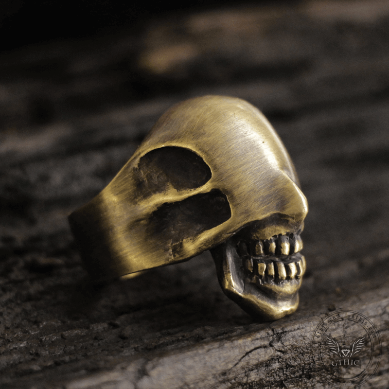 No Face Man Anello teschio in ottone