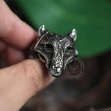 Nordic Wolf Stainless Steel Viking Ring | Gthic.com