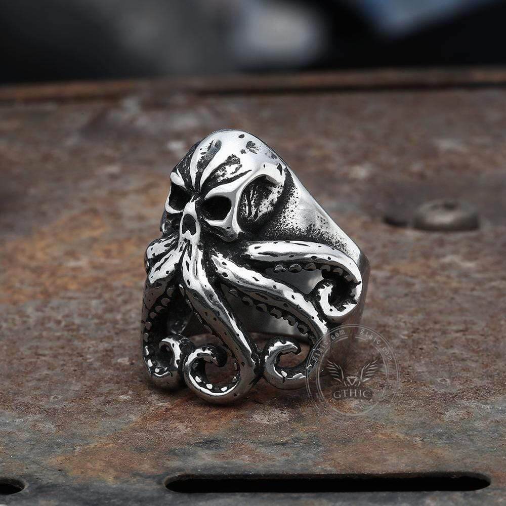 Octopus Skull Stainless Steel Animal Ring | Gthic.com