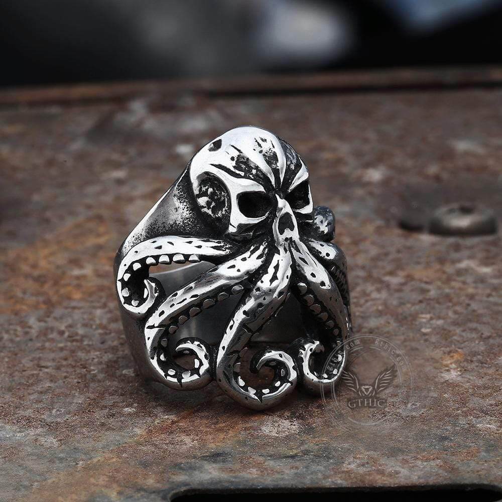 Octopus Skull Stainless Steel Animal Ring | Gthic.com