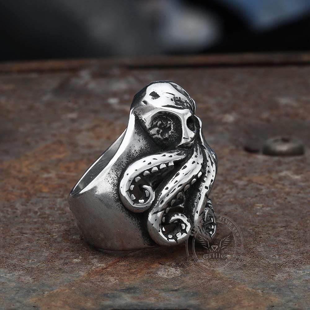 Octopus Skull Stainless Steel Animal Ring | Gthic.com