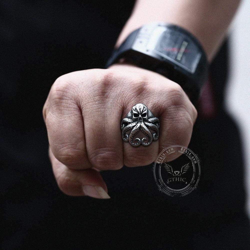 Octopus Skull Sterling Silver Animal Ring | Gthic.com